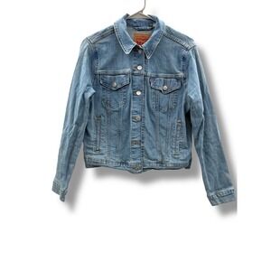 Levi's Denim Trucker Jacket Womens Large Blue Medium Wash Original Work Jacket